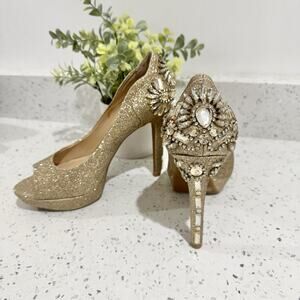 Gianni Bini Merri Platform Pump Beaded Embellished Peep Toe Size 7 VH